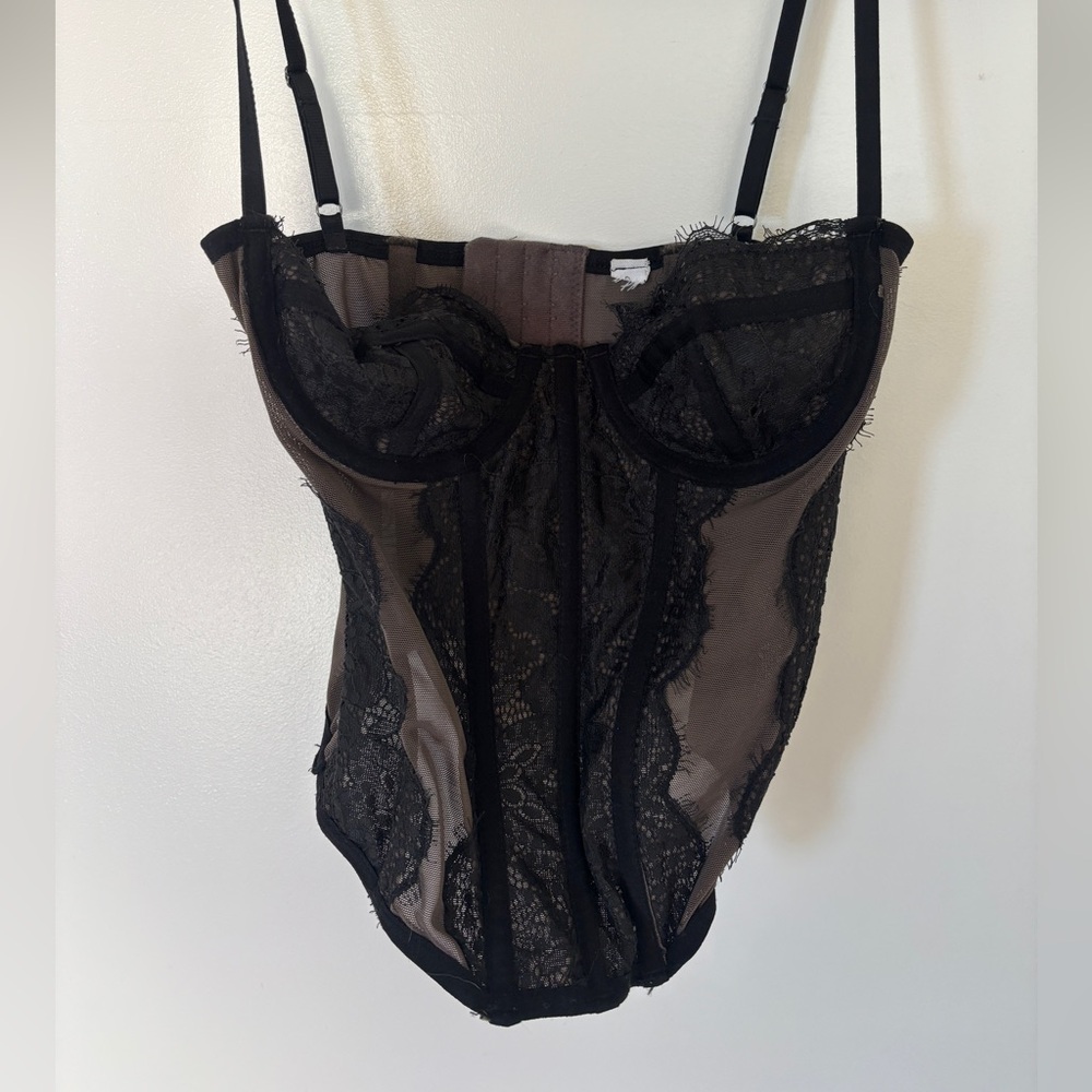 Out From Under Modern Love Corset Lace Black/Tan with Adjustable Closure